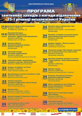 Програма урочистих заходів до 25-ї річниці Незалежності України