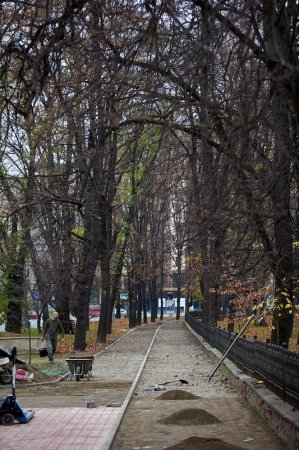 В Івано-Франківську триває благоустрій тротуару на вул. Василіянок