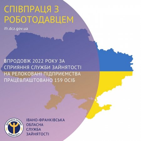 Впродовж 2022 року на підприємства, які перемістили свою діяльність на Прикарпаття, працевлаштовано 159 осіб