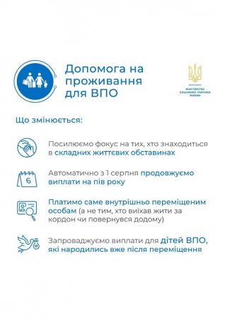 Допомога на проживання для ВПО