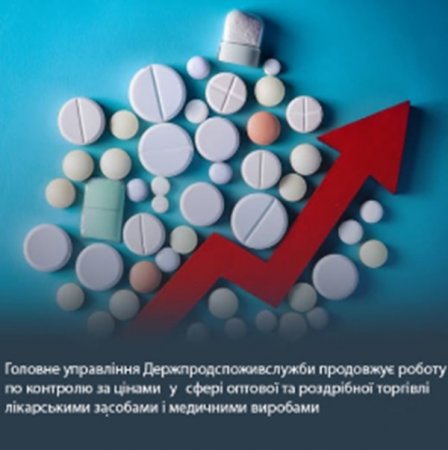 Головне управління Держпродспоживслужби продовжує роботу  по контролю за цінами у сфері оптової та роздрібної торгівлі лікарськими засобами і медичними виробами